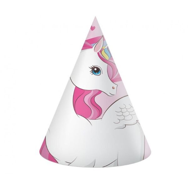 Papirhatte "Unicorn Rainbow Colors" 6 Stk. | Godan
